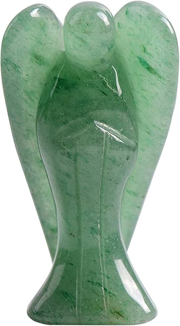 YGLINE Carved Green Aventurine Gemstone Peace Angel Pocket Guardian AngelHealing Statue 2 inch