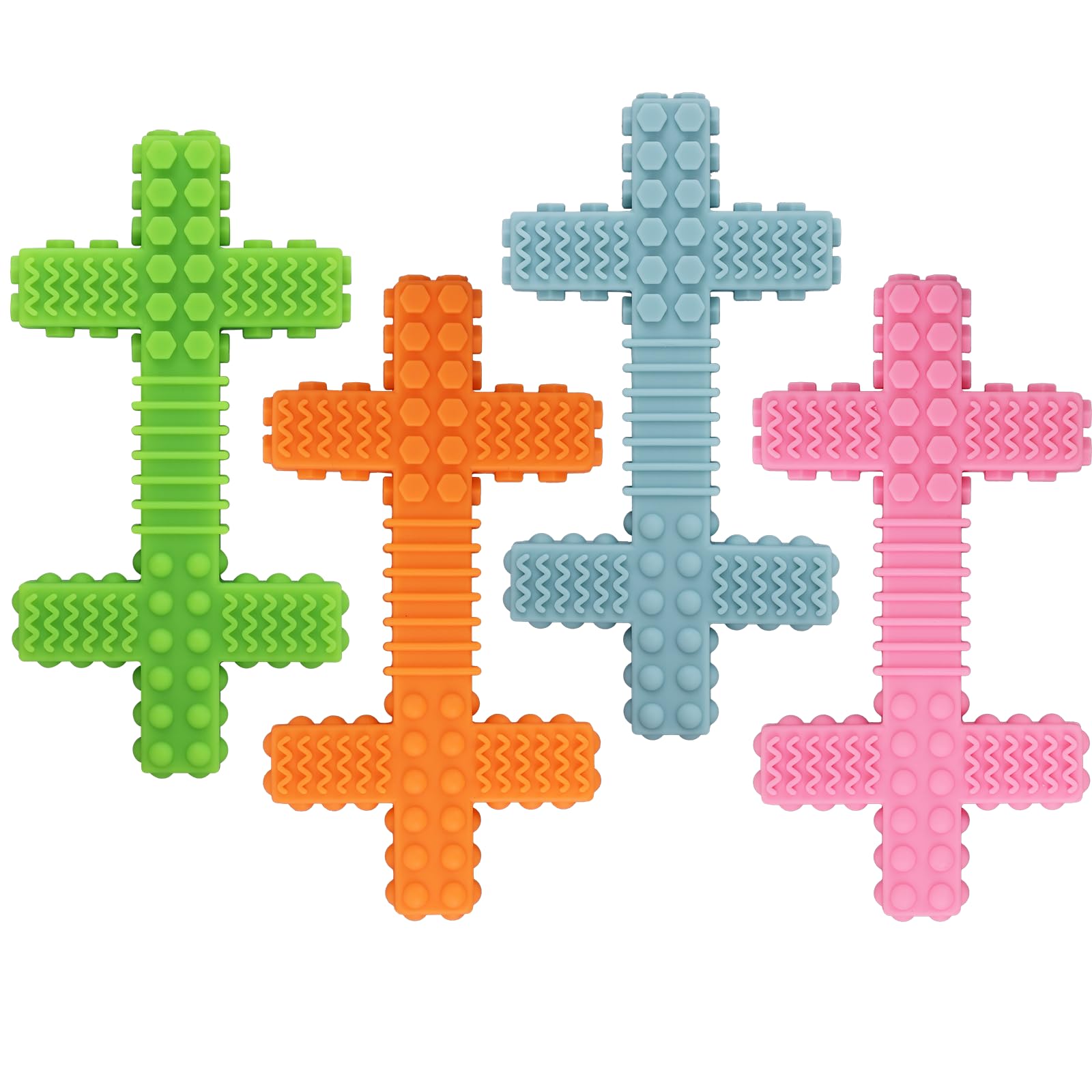 ORUZA Sensory Chew Toys, 4 Pack Silicone Chewy Toys