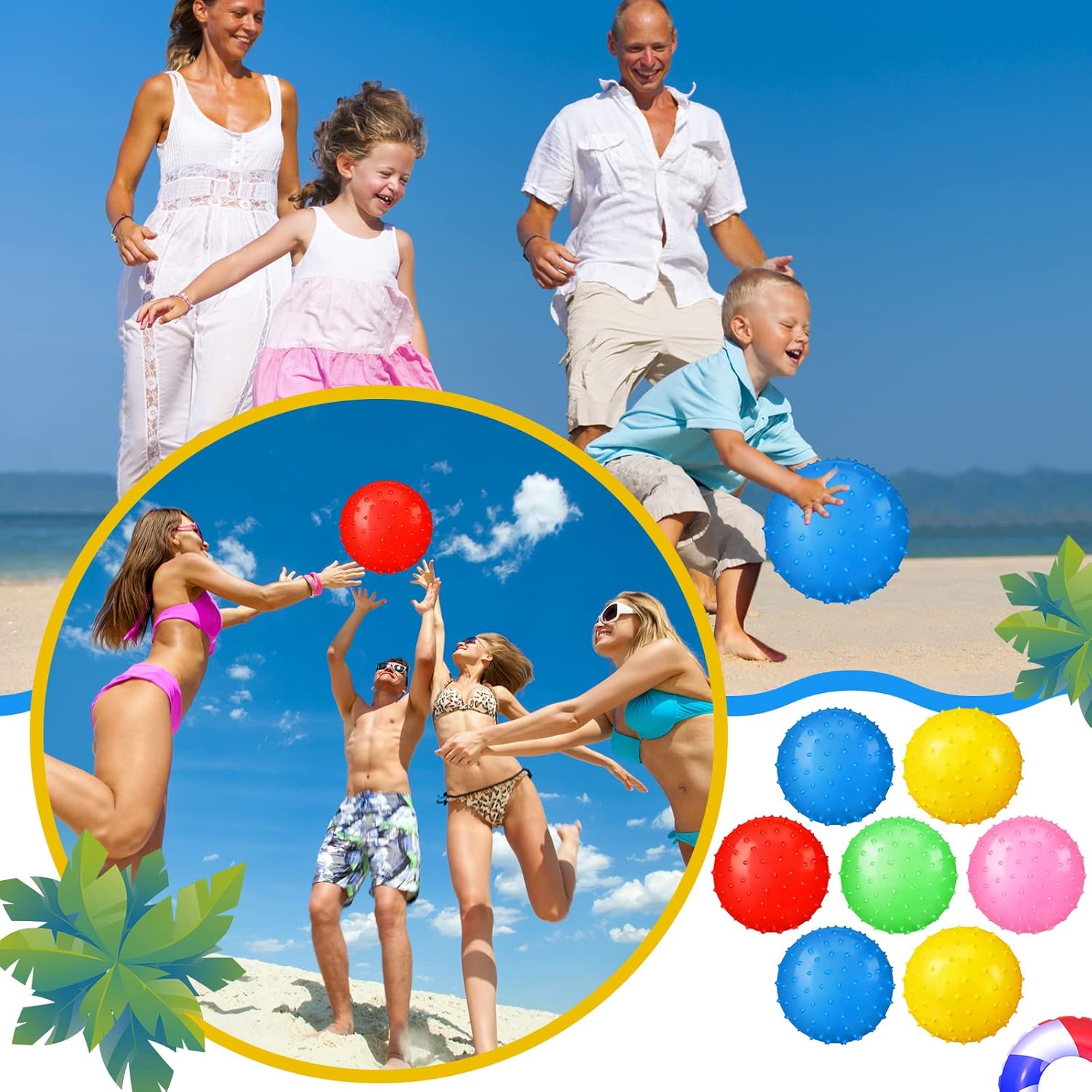 Jerify 7 Inch Large Kids Knobby Balls Bulk Spiky Bounce Inflatable Balls Plastic Soft Massage Sensory Stress Toy for Pool Beach School Play Outdoor Indoor Party Favors 5 Assorted Colors