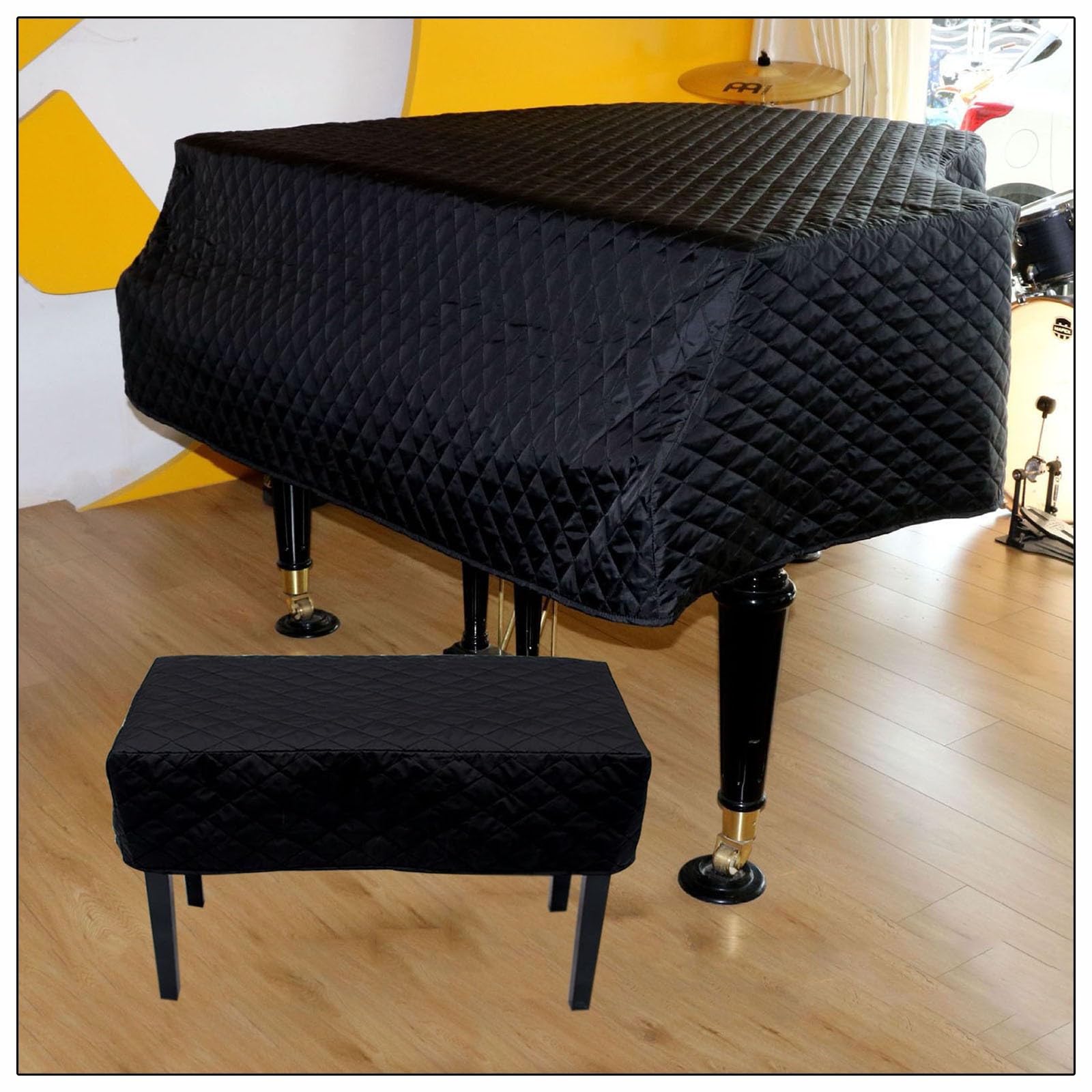 Klavier-Staubschutz, schwarze Nylon-Klavierabdeckung, Flügel-Schutzhülle mit Klavierbank-Abdeckung, doppelschichtige, verdickte, wasserdichte Baby-Klavier-Staubschutzhülle (Farbe: A, Größe: 200 cm (78
