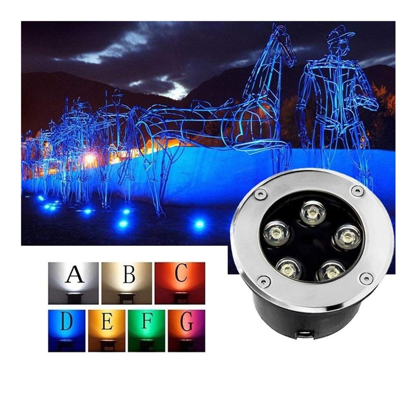 Reflektory LED Zewnętrzne - 85-265V Reflektor Światła Podłogowe, Wodoodporna lampa podłogowa IP67, oświetlenie zewnętrzne, oświetlenie krajobrazowe, podziemne światła LED ( Kolor : Yellow light, S