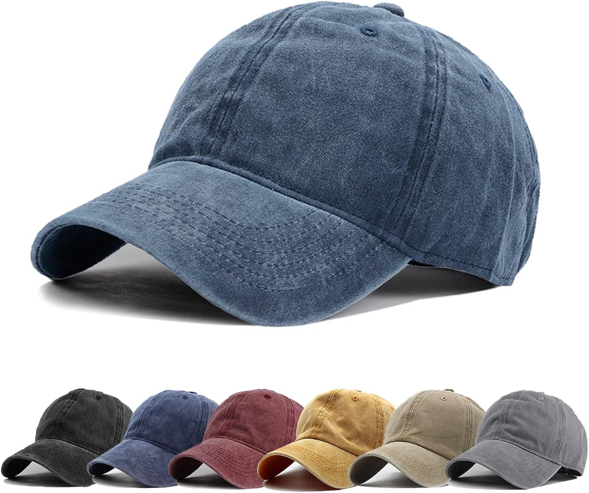 Gorra de béisbol HH HOFNEN Sombrero vintage no estructurado de algodón lavado para hombres y mujeres | Gorras deportivas unisex con protección solar ajustable al aire libre con ala curvada para papá, gorra clásica lisa