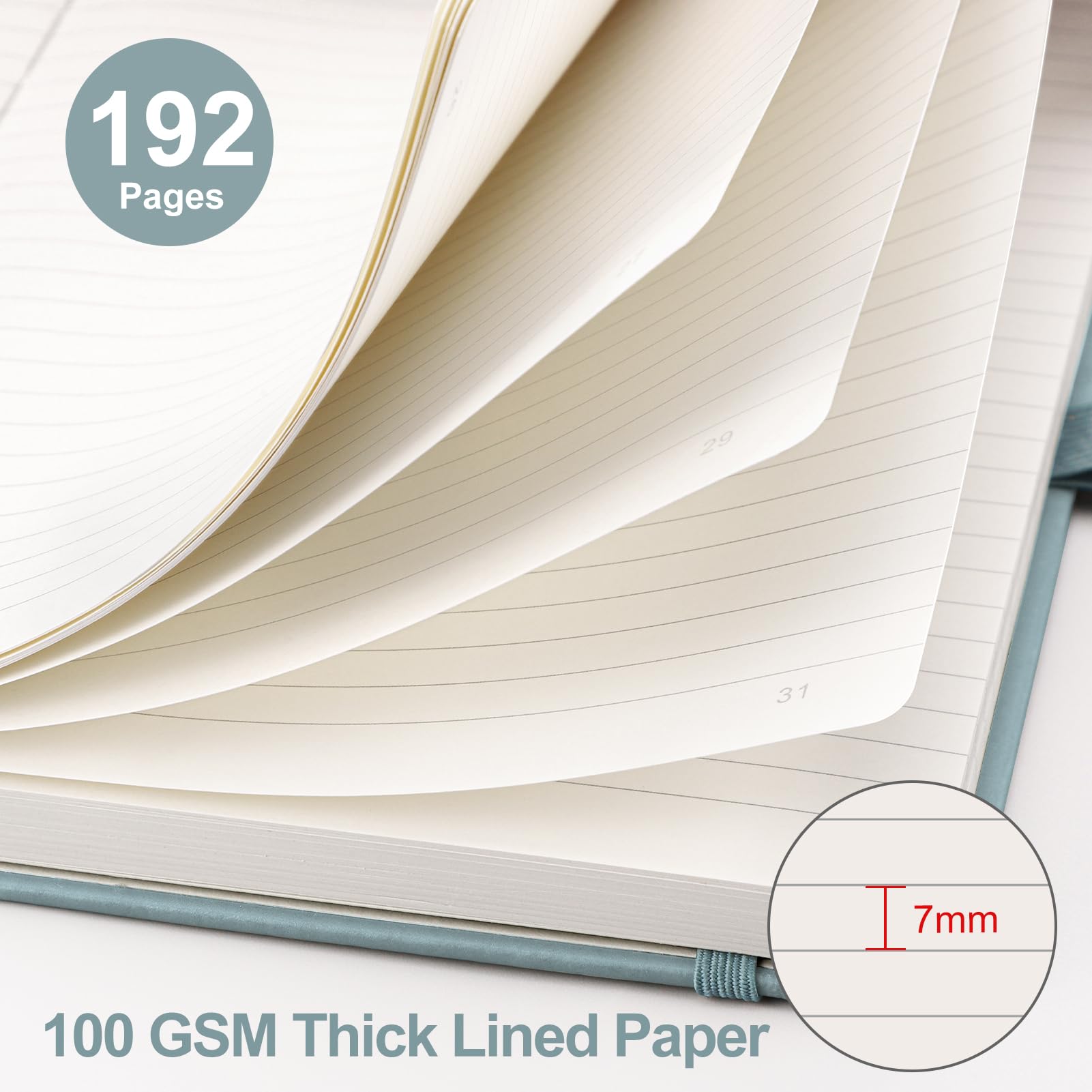EMSHOI Notebook A5 Lined, 100gsm Hardcover Leather Journal with Sticky Notes - Image 3