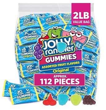 Jally Rancer Gummies Assorted Original Flavors | Approx. 112 Pieces | Bulk Individually Wrapped Fun Size Holiday Candy | 4 Fruit Flavors - Blue Raspberry, Green Apple, Grape, Cherry | Limited Edition 2 Pounds