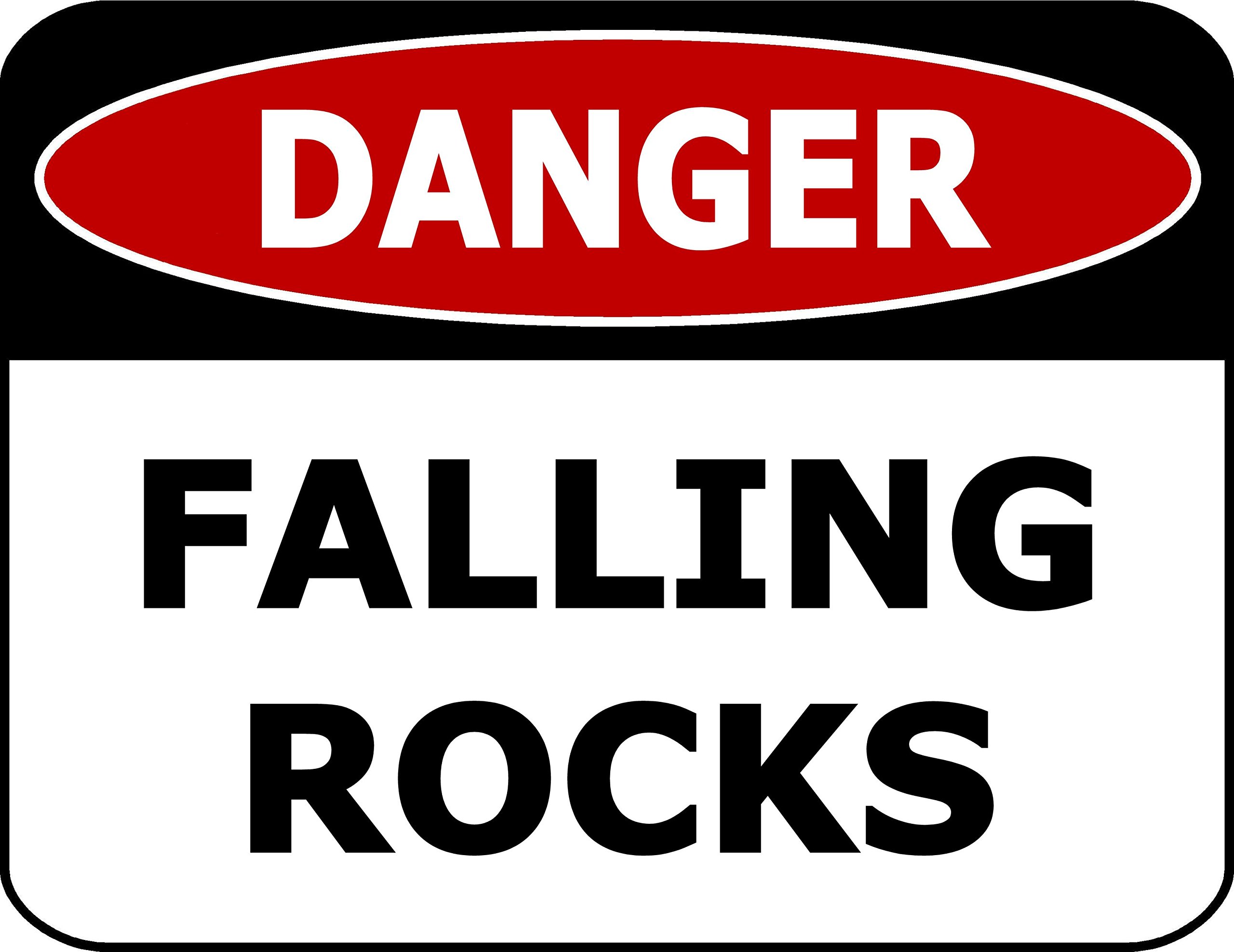 Aluminum Road Hazard Warning Sign, Risk Of Falling Rocks Yard Indoor Outdoor Wall Decor, 12x8 Inches