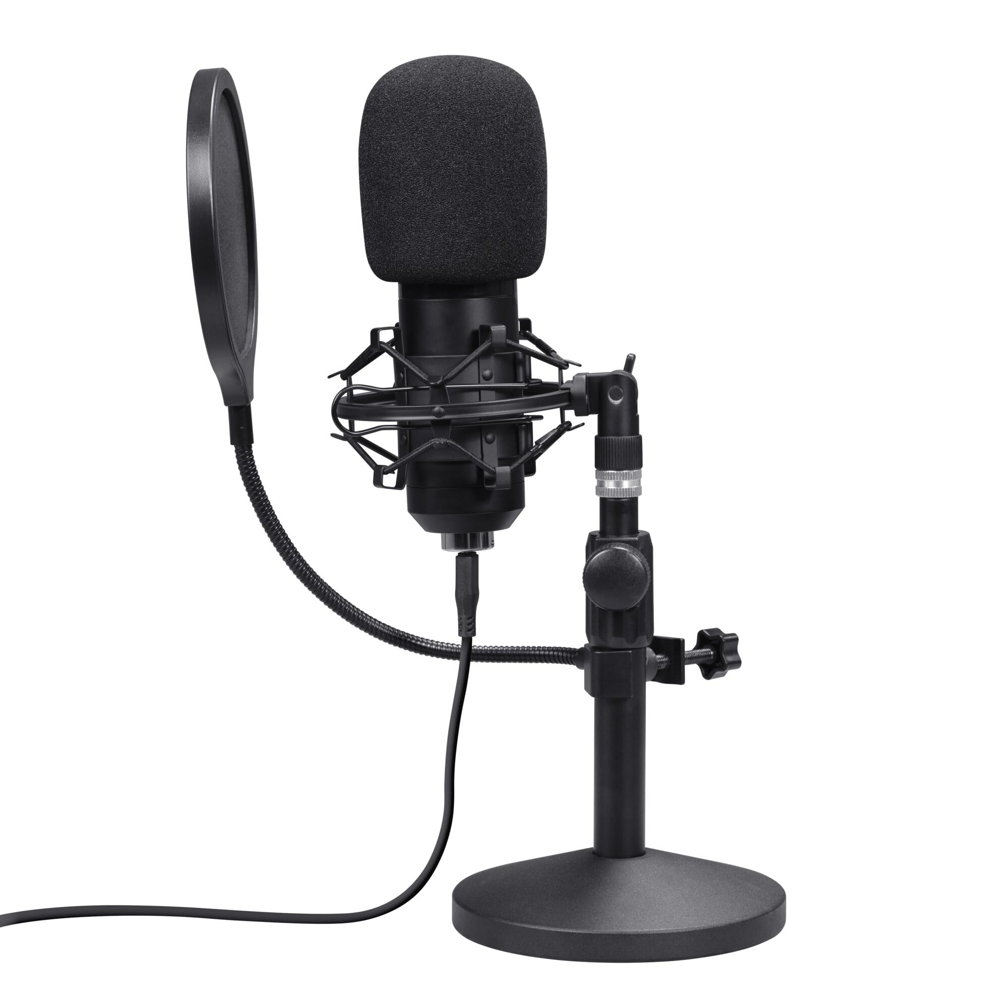 GXTrust Emita II Mikrofon mit Verstellbarer Mic Ständer, Schwarz | Windfilter, Popfilter, USB Mikrofon mit Nierencharakteristik, 192 kHz für PC PS4 PS5, Streaming Studio Podcast Gaming