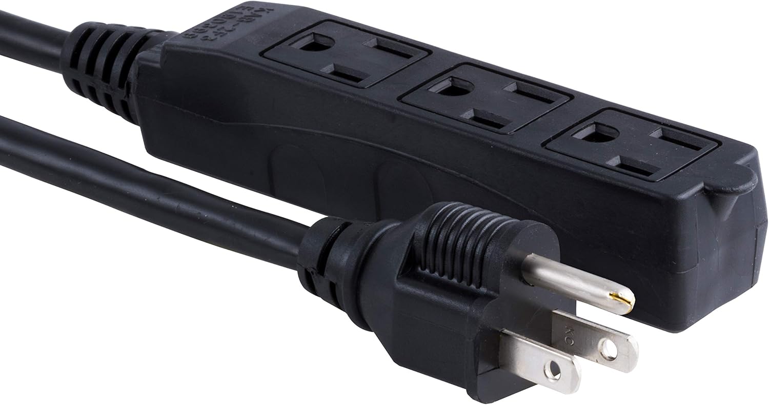 ❤ Crаzу Dеаlѕ UltraPro 25 Ft Extension Cord, 3-Outlet Power Strip, Double Insulated, Grounded, Heavy Duty, 16 Gauge, General Purpose, Ideal for Outdoor Lighting, UL Listed, Black, 36825-T1