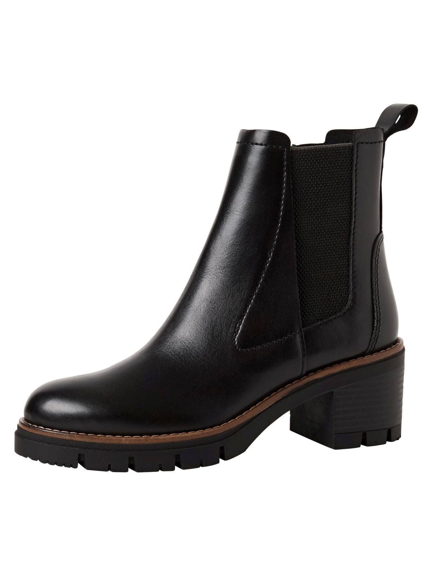 Marco Tozzi Women's Leather Chelsea Boots with Platform, Black (Black Comb), 8.5 UK