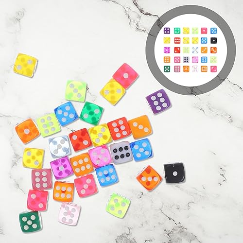 Miniatura 6 de Juego de 30 dados de 6 caras de resina translúcidos de colores para bar, KTV, club, entretenimiento, mesa, juegos de mesa, matemáticas, enseñanza,