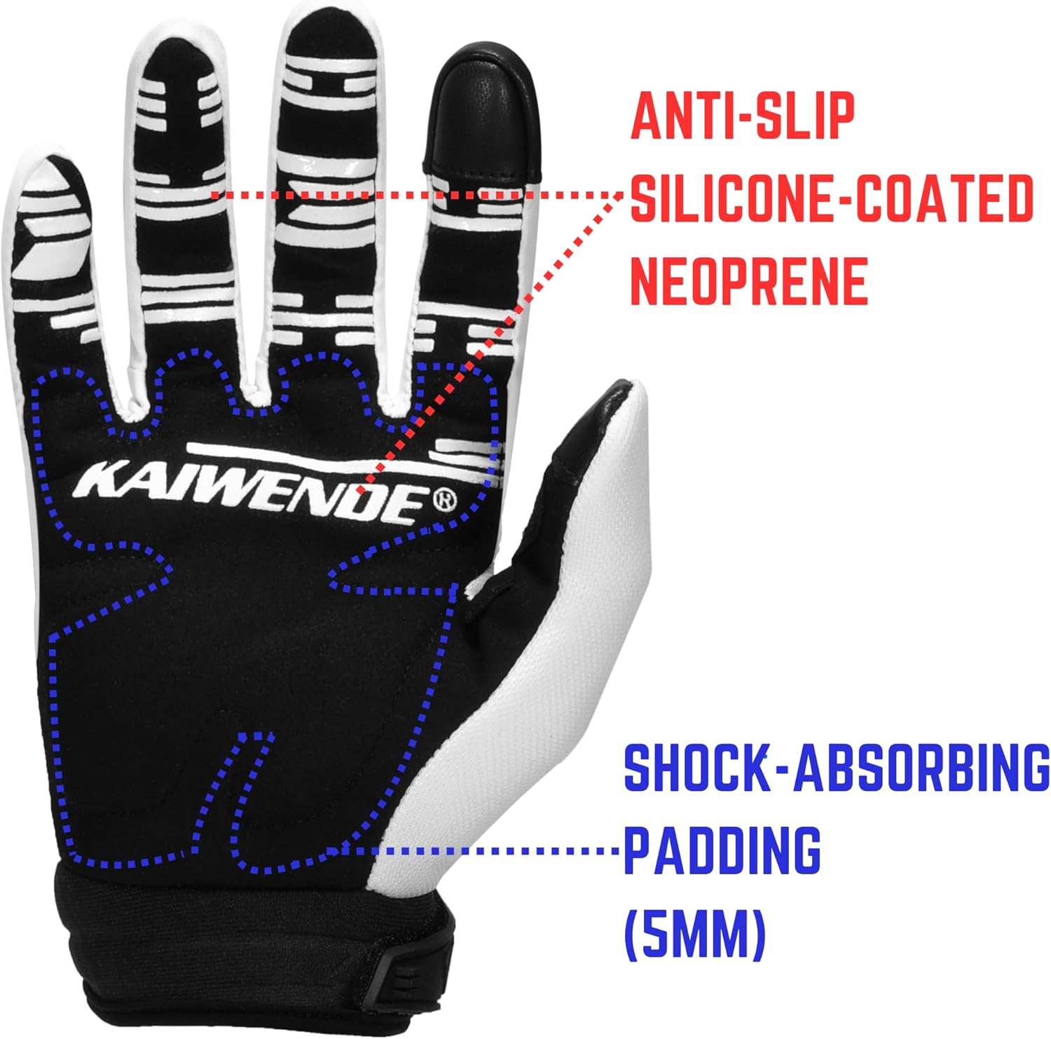 Men’s MTB Gloves-Touchscreen Dirt Bike Riding Gloves for Mountain Bike,ATV,BMX,Off-Road Motorcycles, Scooters,Street Bikes,Motorbike,Motocross Racing & Powersports (White, X-Large) - Image 2