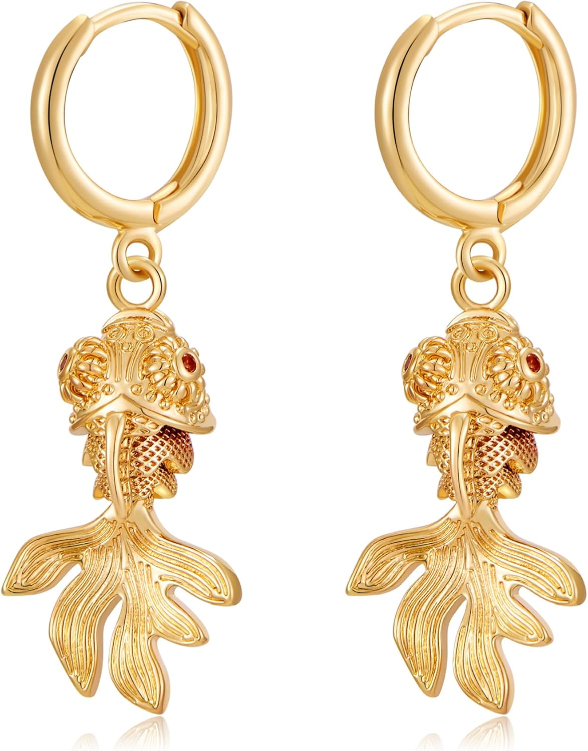 Gold Fish Hoop Earrings for Women Summer Beach Earrings Vacation Jewelry for Tropical