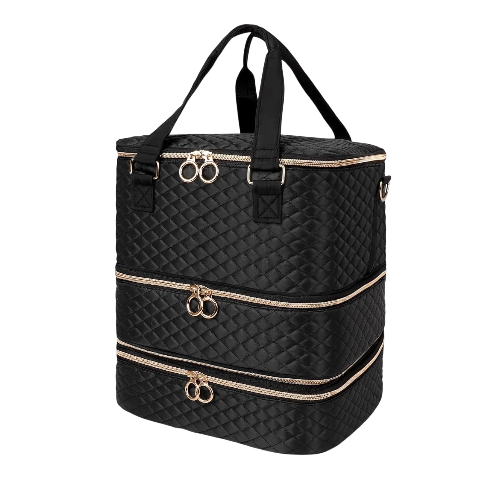 Rangement Vernis a Ongle, Organisateur de Vernis à Ongles à 3 étages pour 84 Flacons de Vernis à Ongles et 1 Lampe LED, Mallette Pratique avec Poignée et Bandoulière pour Accessoires de Manucure
