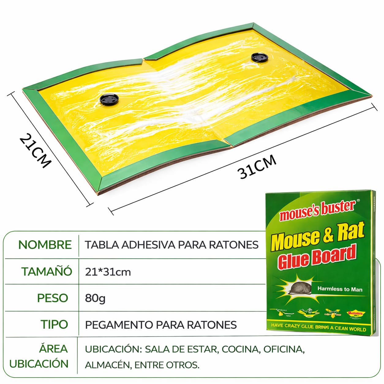 Trampas Adhesivas para Ratones y Cucarachas, Pack de 8, Sin Veneno, Pegamento Ultra Fuerte, Uso Interior Cocina, Garaje y Almacén