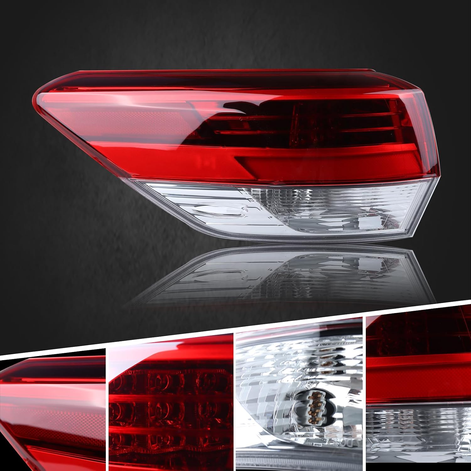 Outer LED Tail Light Rear Lamp Assembly Compatible with 2017-2019 Toyota Highlander Left Driver Side 81560-0E161 TO2804143