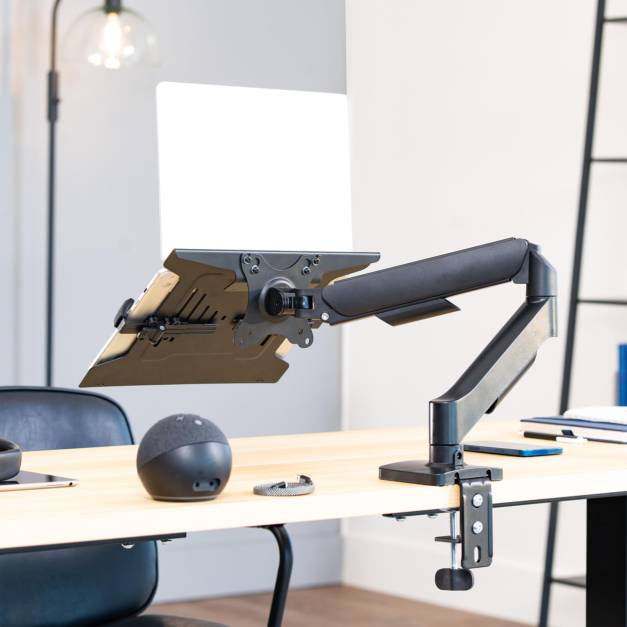 VIVO STAND-V001O-L - Soporte universal ajustable para laptop de 10 a 15.6 pulgadas, soporte VESA con abrazadera en C y opciones de ojales, negro, STAND-V001O-L