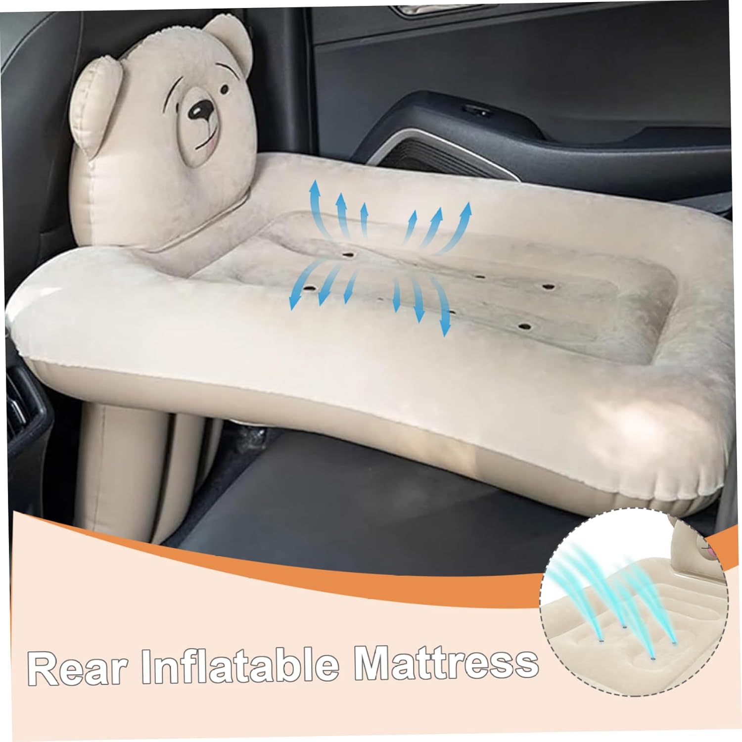 Gcroet Toddler Airplane Bed Inflatable Airplane Seat Extender with Safe Raised Edge Portable ＆ Foldable Kids Bed Easy to Inflate with Pump Sack 32x31x24 Inch..