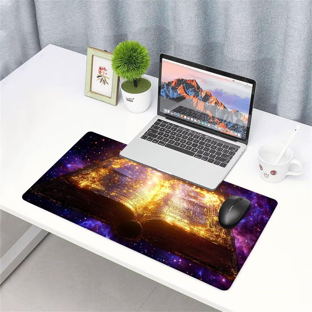 Alfombrilla de Mouse para Juegos, Nero, XXL, Antideslizante, Impermeable, Diseño de Libro, Extendido, Grande, 1200x600x3mm, para PC, Laptop, Ufficio, Famiglia d-449