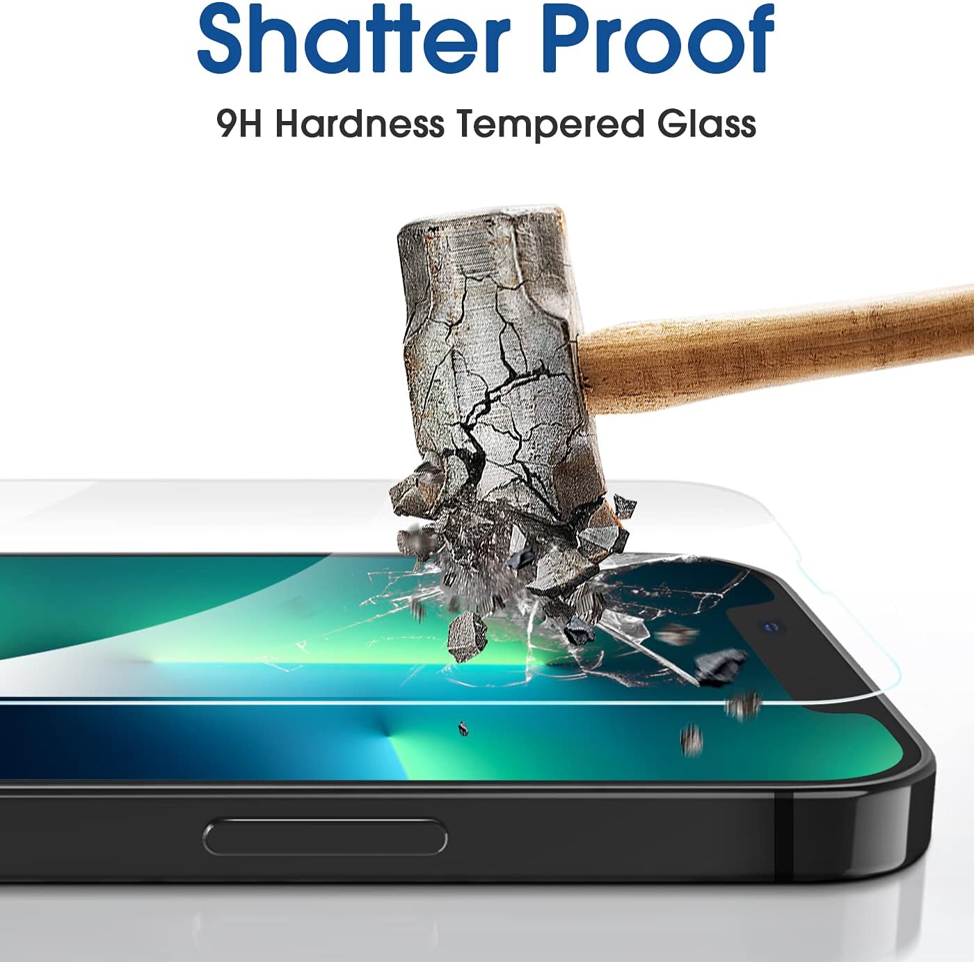 amFilm Screen Protector OneTouch Compatible with iPhone 13 Pro Max (6.7", 2021) and Camera Lens Protector, Edge to Edge Full Coverage with Easy Installation Kit, Tempered Glass, 2+2 Pack