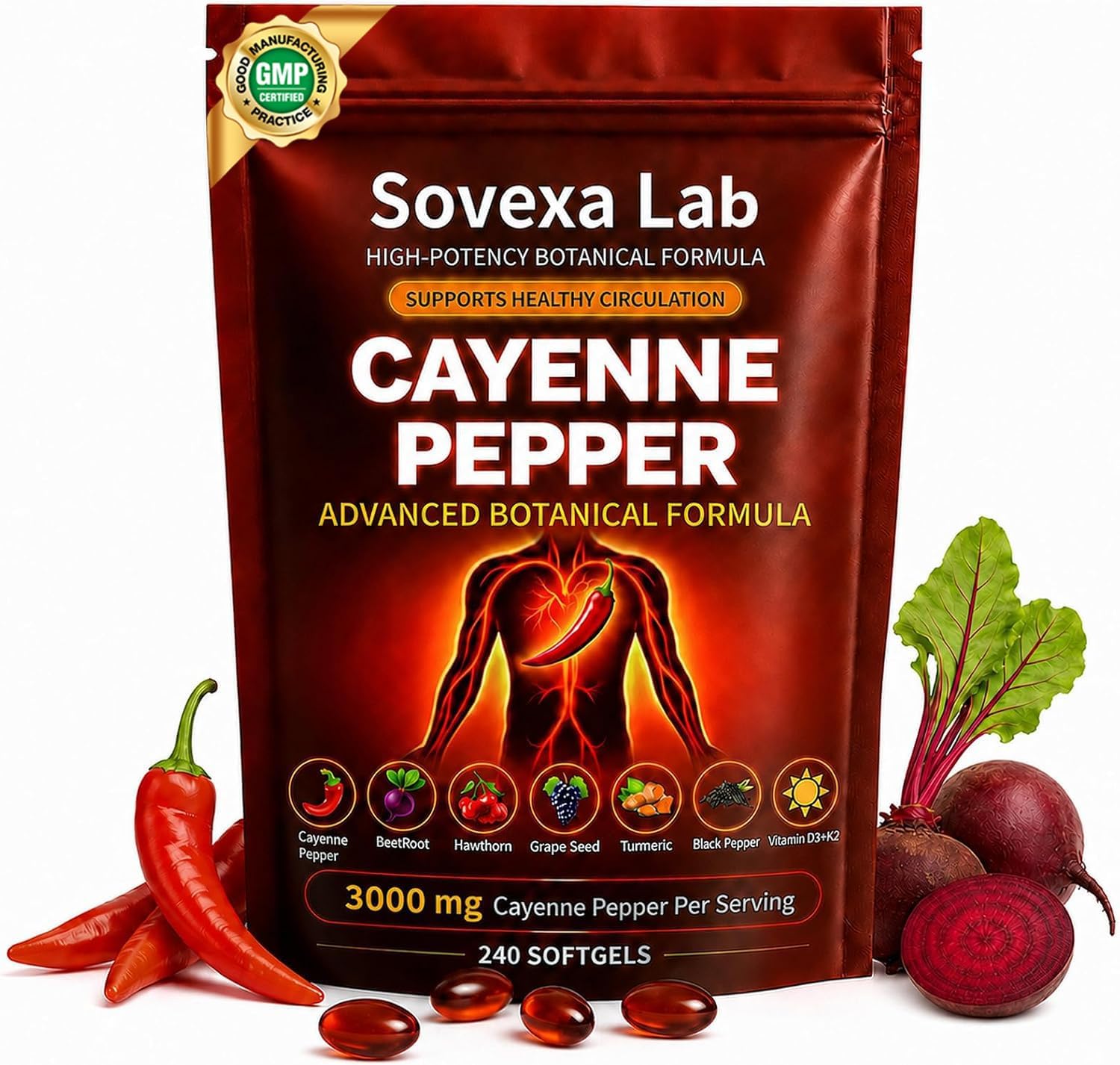 Cayenne Pepper Softgels Supplement - 240 Count 80-Day Supply