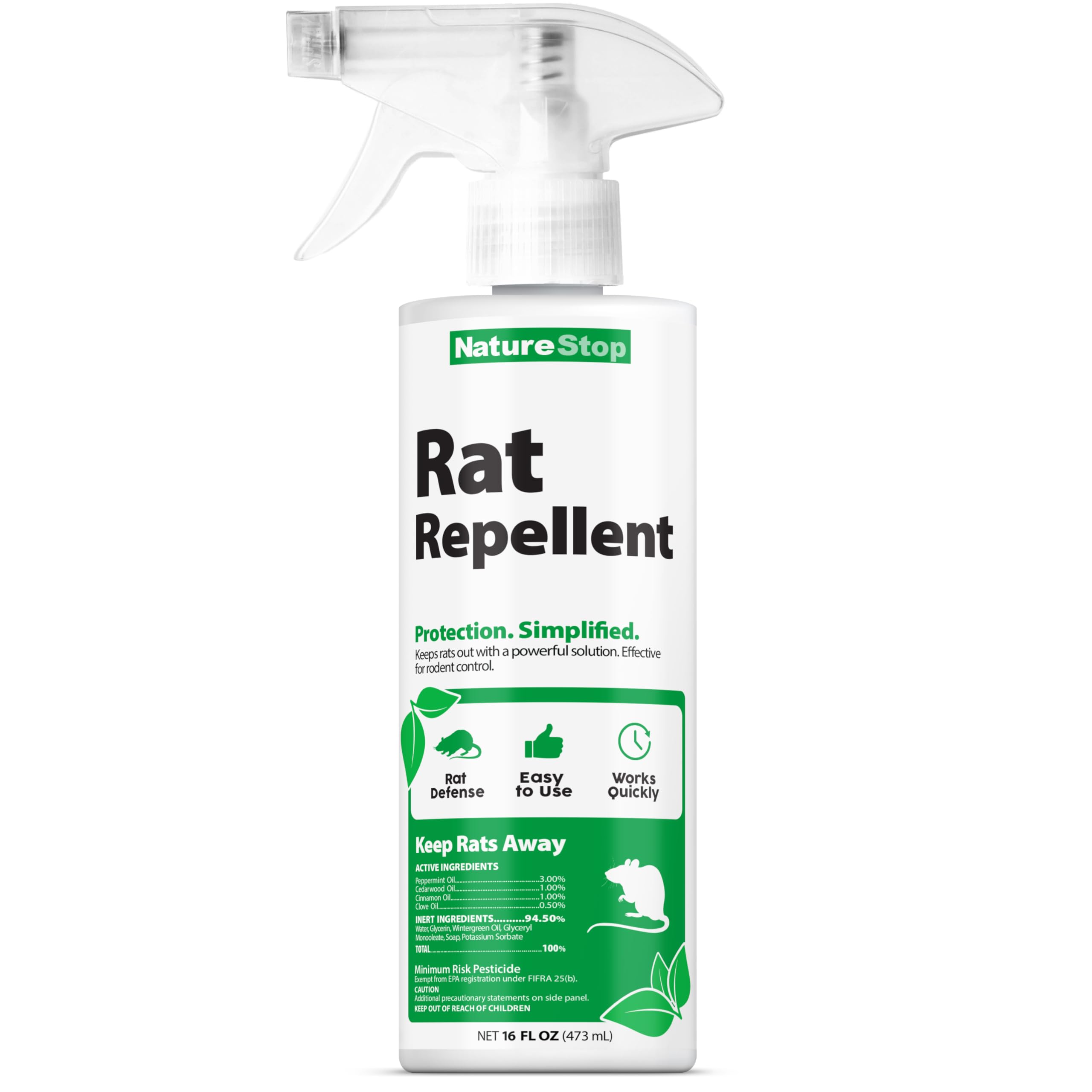 NatureStop Rat Repellent Spray, Rodent Repellent for Indoor & Outdoor Use, 16 oz (475mL)