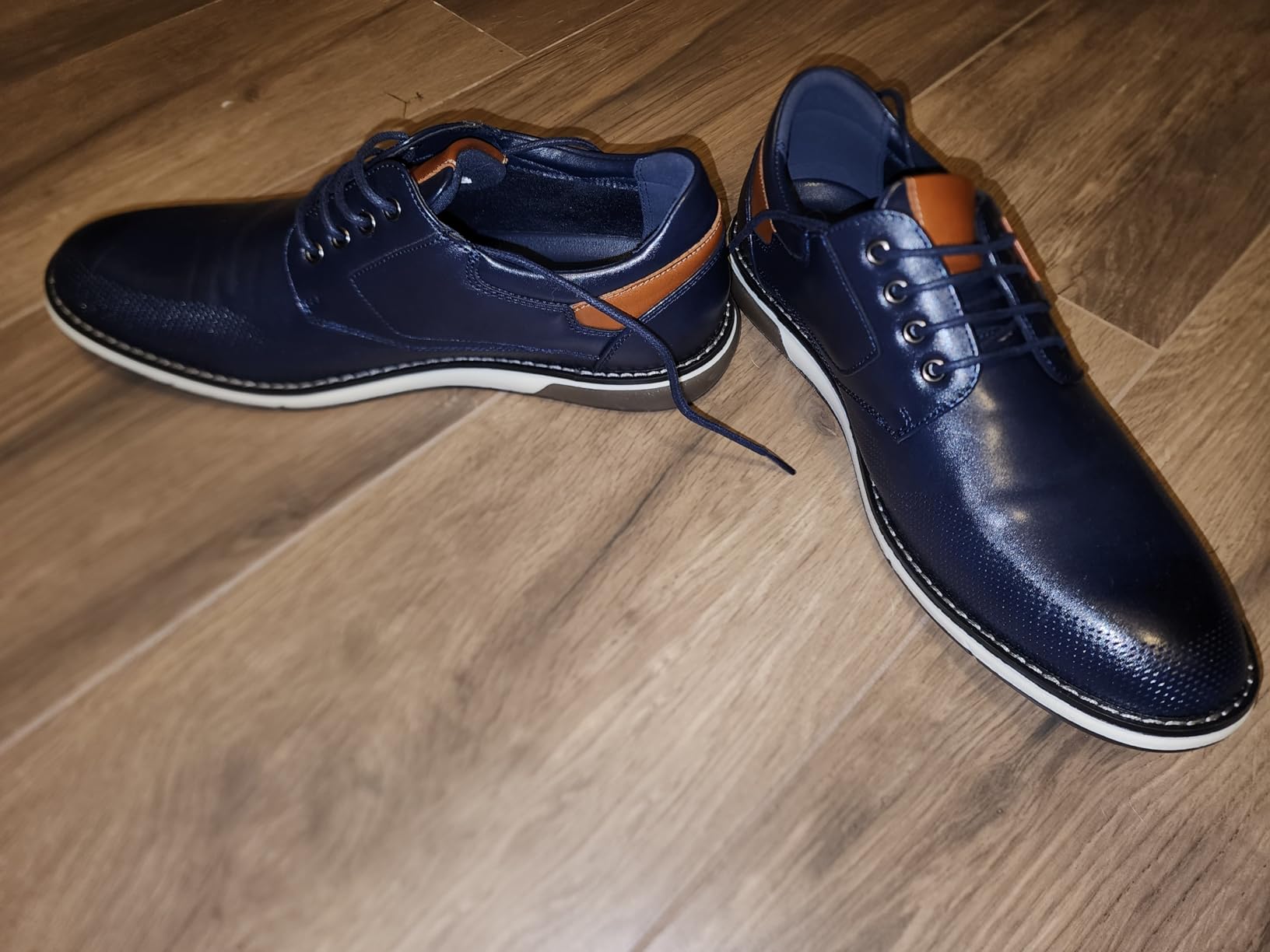 Bruno Marc Mens Size 9.5 Navy Blue Faux Leather Lace Up Dress Sneaker Shoes Amazon.com | Bruno Marc Men main image 2