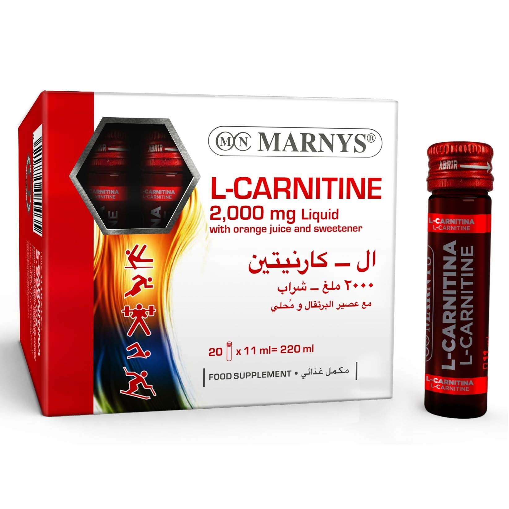 Marnys L-Carnitine 2000 mg - Liquid Fat Burner - Weight Loss Support -  Muscle Recovery - Boosts Physical Performance & Metabolism