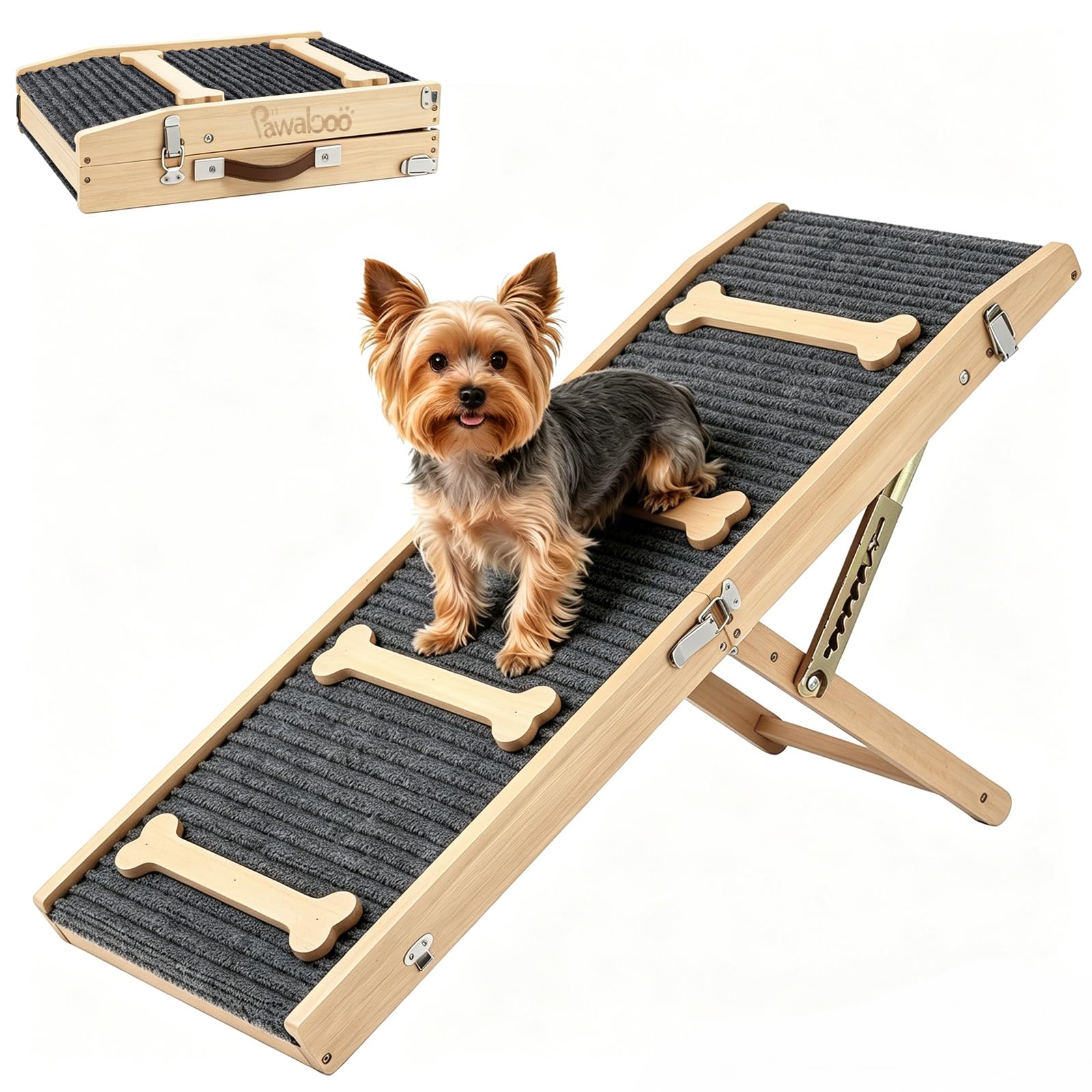 Photo 1 of Pawaboo Adjustable Wood Dog Ramp for Beds and Couches