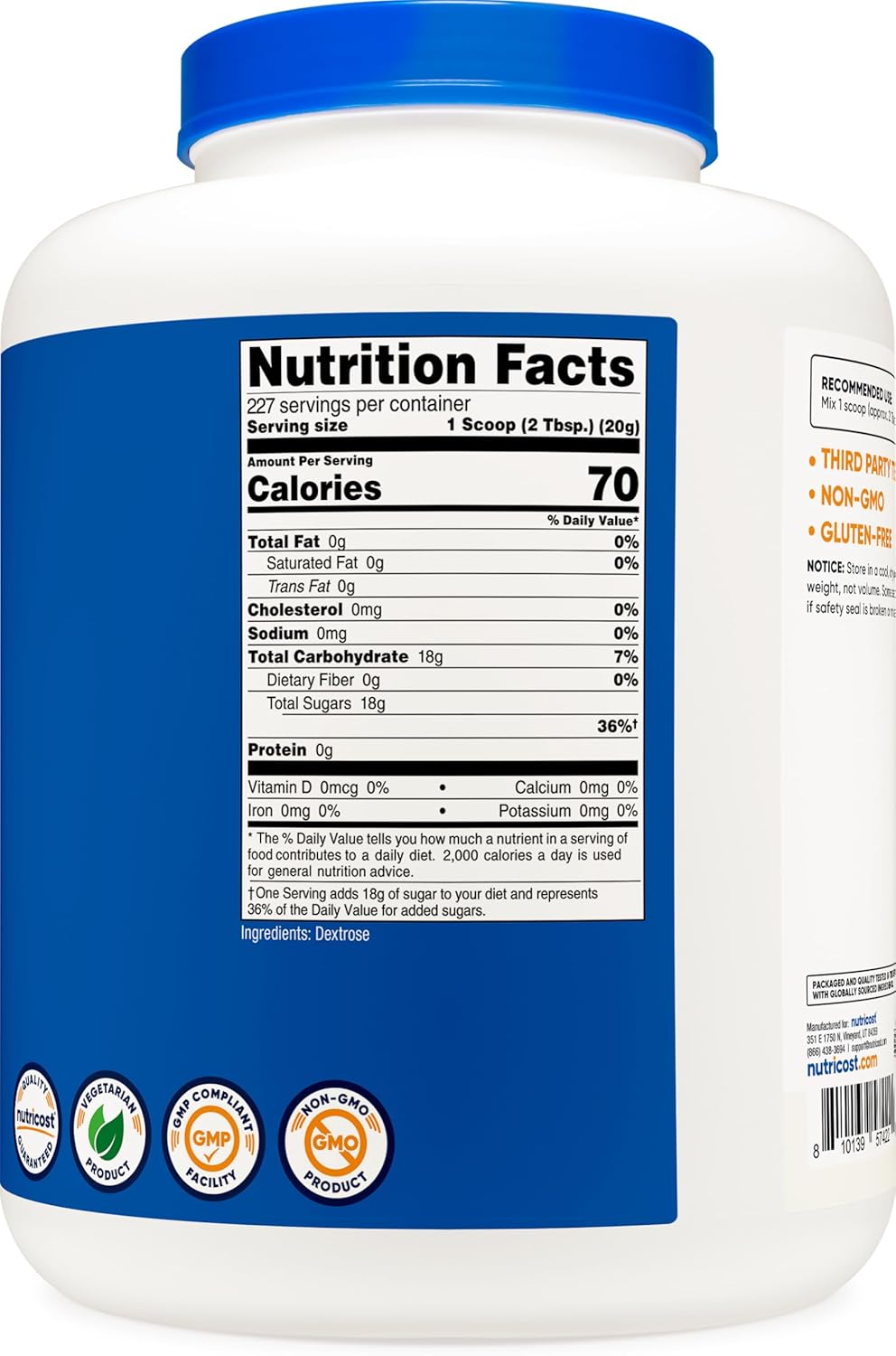 Nutricost Dextrose Powder 10 LBS - Non-GMO, Gluten Free
