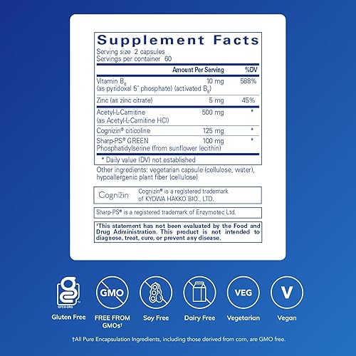 Miniatura 2 de Pure Encapsulations CogniPhos | Apoyo neuronal para el rendimiento cognitivo y el comportamiento | 120 cápsulas