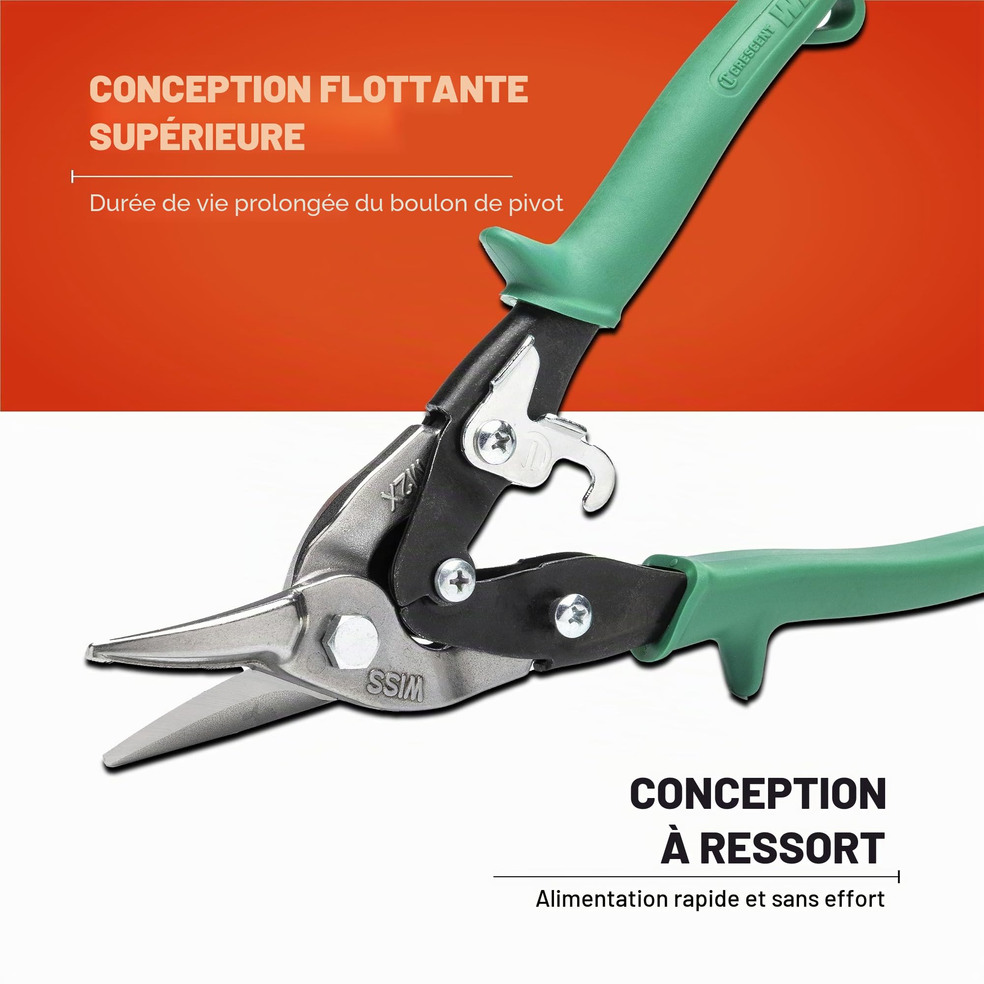 Wiss M2R Metalmaster Cisaille aviation Coupe droite à gauche Vert 248 mm