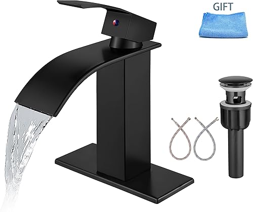 Aolemi Grifo de baño de una sola manija, montaje en cubierta de 1 agujero, montaje en cubierta, lavabo mezclador de lavabo con placa de cubierta y