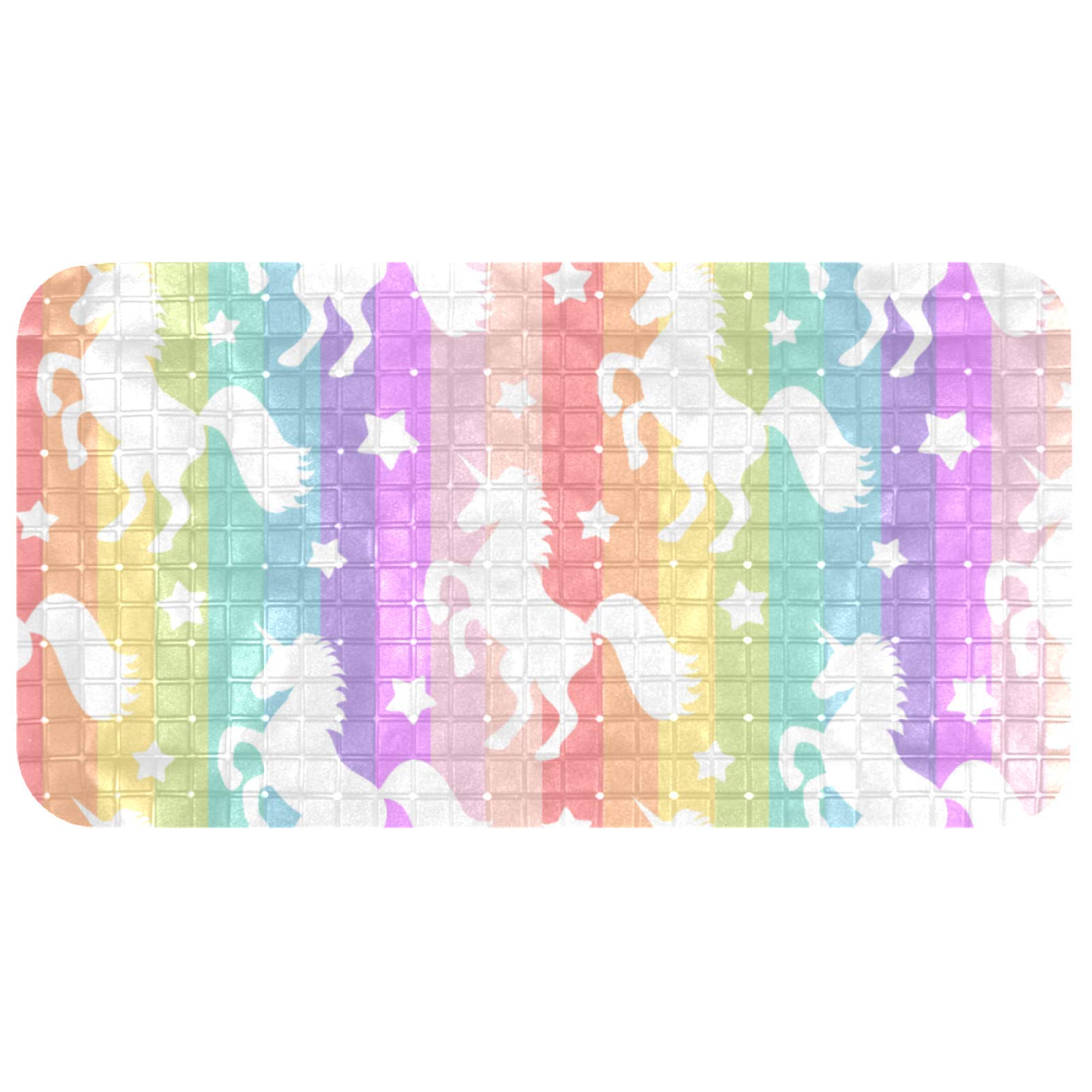 Tapis de bain enfant motif licornes blanches 68,3x37,3 cm pour baignoire