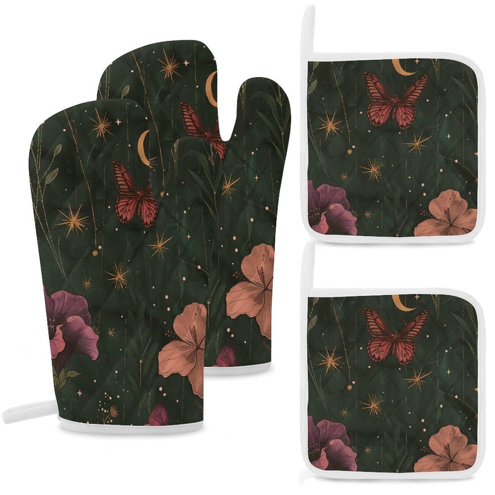 Gants de cuisine imperméables lot de 4 pour stopper la chaleur et éviter les glisses