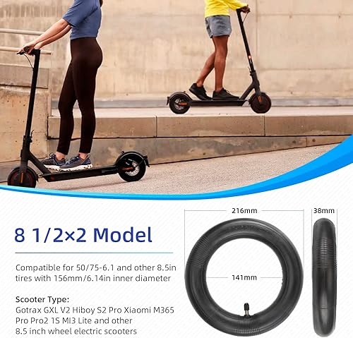 Miniatura 2 de ulip Paquete de 2 tubos interiores de 8.5 pulgadas 5075-6.1 de grosor, tubo universal de 8 12 x 2 inflado de repuesto para Gotrax GXL Hiboy S2