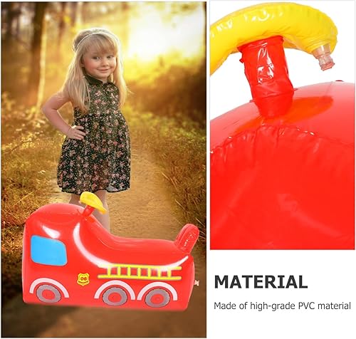 Miniatura 8 de Juguete inflable de camión de bomberos para niños, globo rojo de PVC para jugar al aire libre, fiesta de cumpleaños, paseo para niños pequeños,