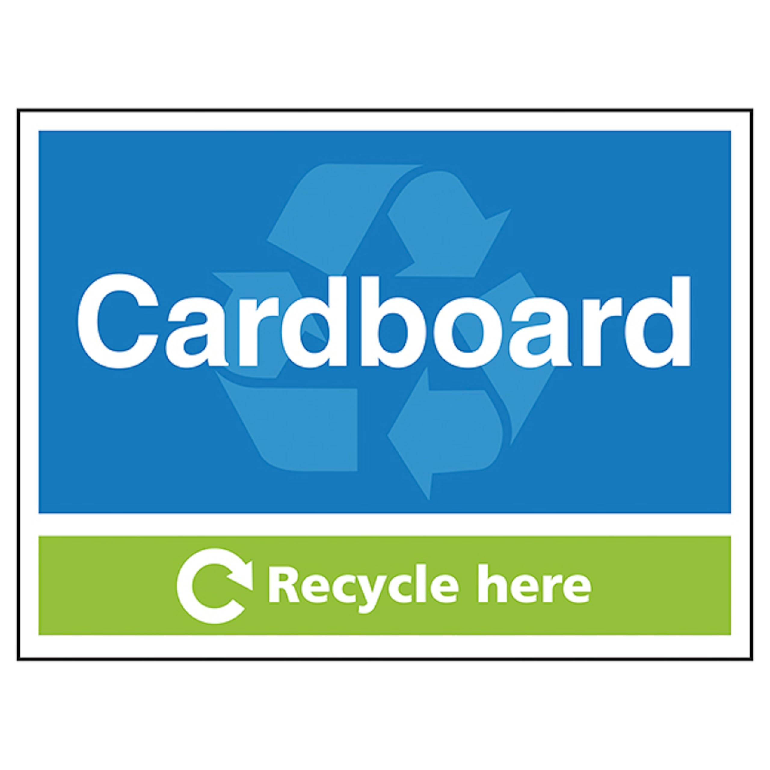 V Safety Cardboard Recycle Here 200 x 150 mm - Self Adhesive Vinyl - Aluminium Effect Safety Sign