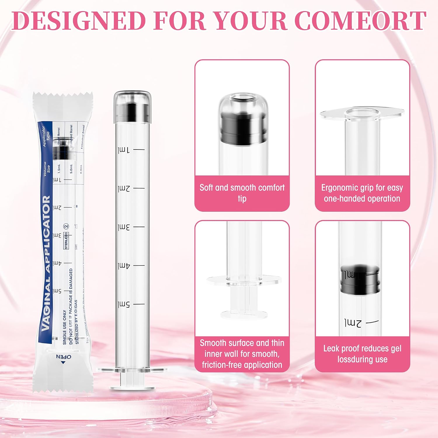 Disposable Vaginal Applicator with Dosage Measurements 5ml, 60 Pack