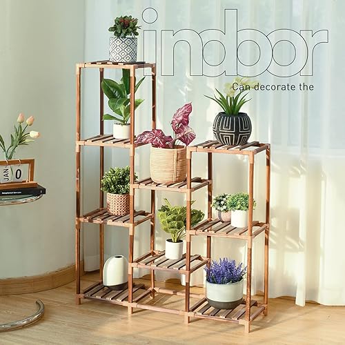 Miniatura 3 de Solatmos Soporte de madera para plantas con luces de cultivo plantas de interior estante de esquina para plantas soportes de flores para sala de
