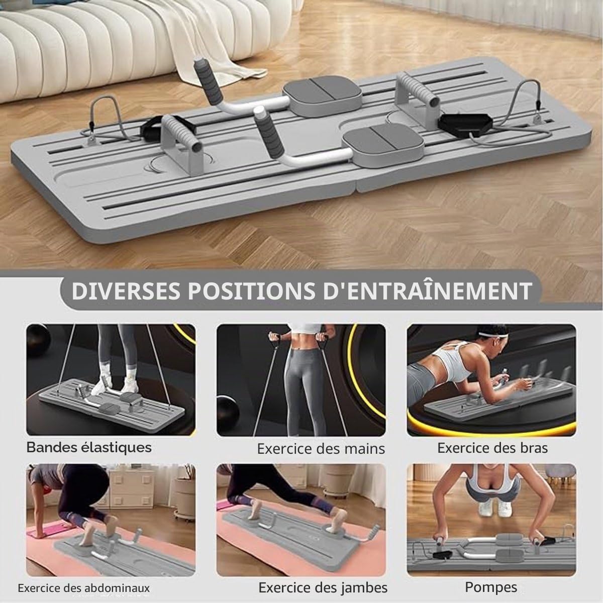 Planche de Pilates - Pilates Reformer - Planche de Pilates - Entraîneurs abdominaux - Appareils de Fitness - Blanc/Gris - PILARAFIT