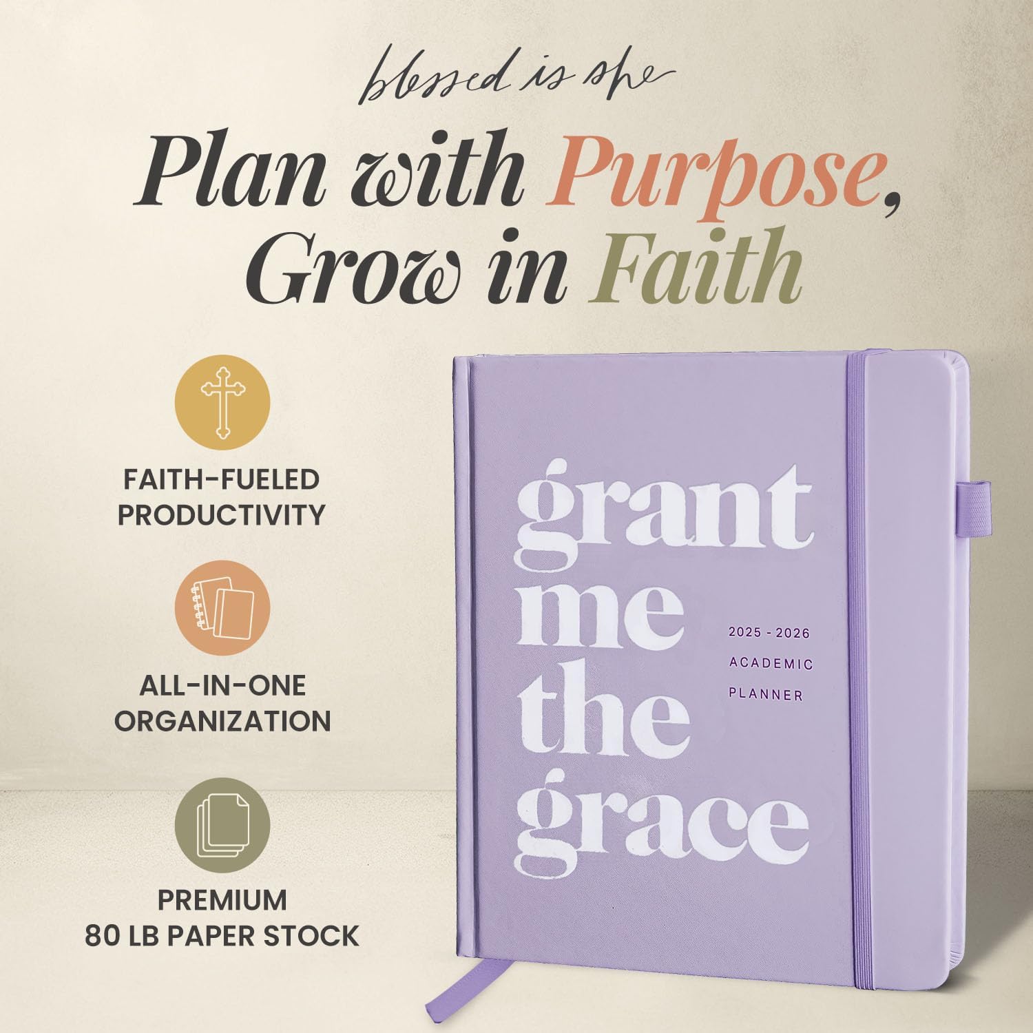 Blessed is She Academic Catholic Planner 2025-2026 July - 6.25x8.25" Purple Mini Bound Christian Student Planner, Goal Planners 2025 for Women, Yearly Notebook for Plans, Goal Setting Notebooks 2025