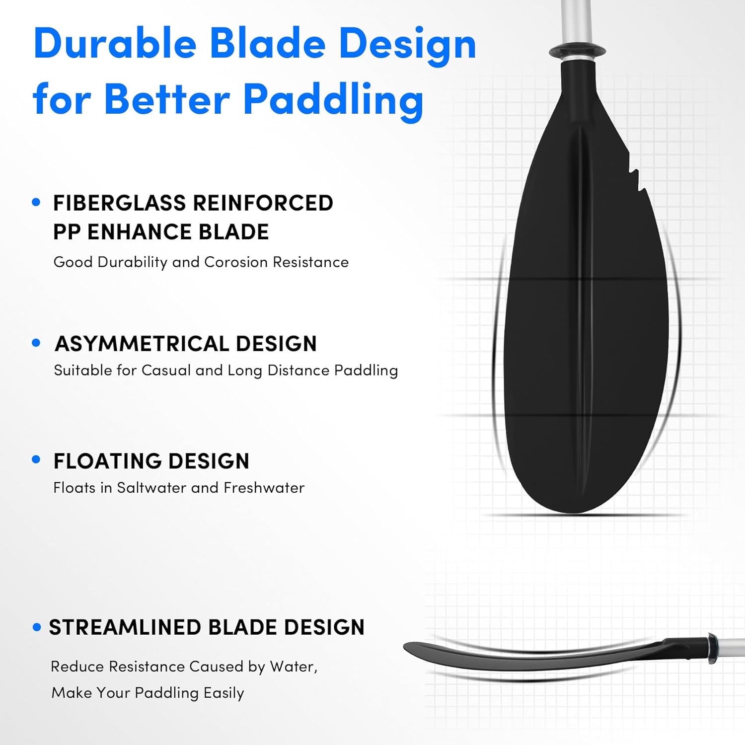Kayak Paddle,88in 4 Pieces Boat Oars Kayak Paddles,Heavy Duty Aluminum Alloy Shaft Float Lightweight Detachable Adjustable Fishing Kayak Paddle for Adults with Paddle Leash(8 Color ，1Pack,2Pack)