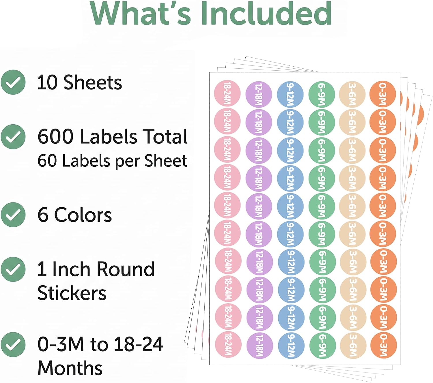 600 PCS Youth Clothing Size Stickers, 1" Color-Coded Round Size Labels for T-Shirts, Apparel & Retail Shop Organization, 6 Sizes (YXS–YXXL) (Y)