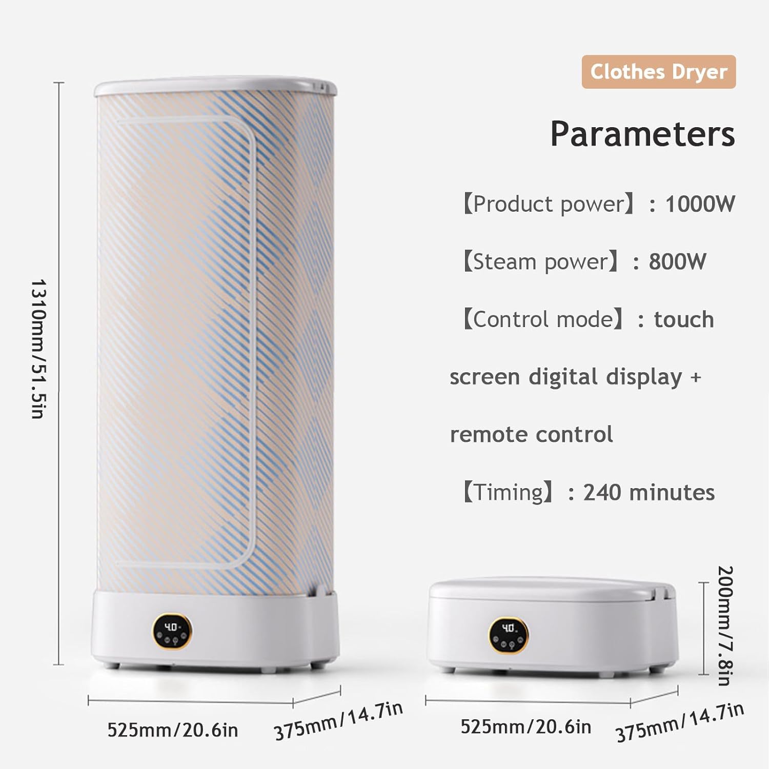 Portable Clothes Dryer, Foldable Clothes Dryer with Steam Ironing Function, Remote Control, Quickly Drying Electric Clothes Drying Rack for Clothes & Fabric