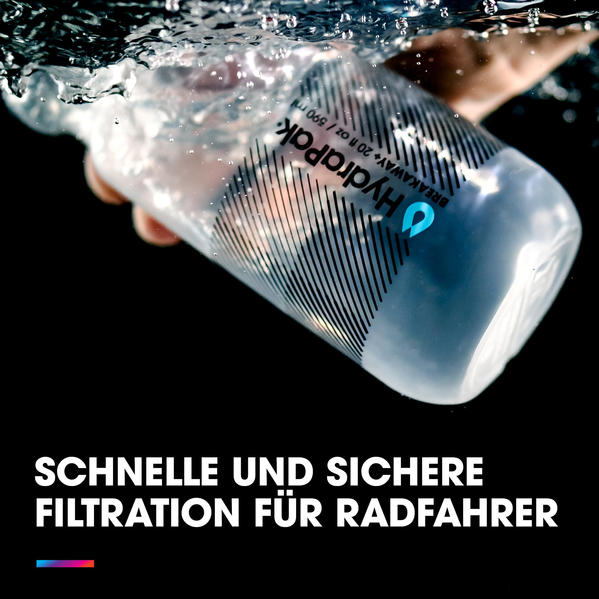 HydraPak Breakaway+ Filter Wasserflasche (20oz) - Wandern & Radfahren Squeeze Wasserflasche, Passt Rucksäcke & Fahrradkäfige - Klar