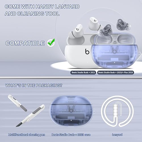 Miniatura 2 de Beat Studio Buds + (2023)  Beat Studio Buds 2021 Funda protectora transparente de TPU suave transparente de grado militar a prueba de golpes con kit
