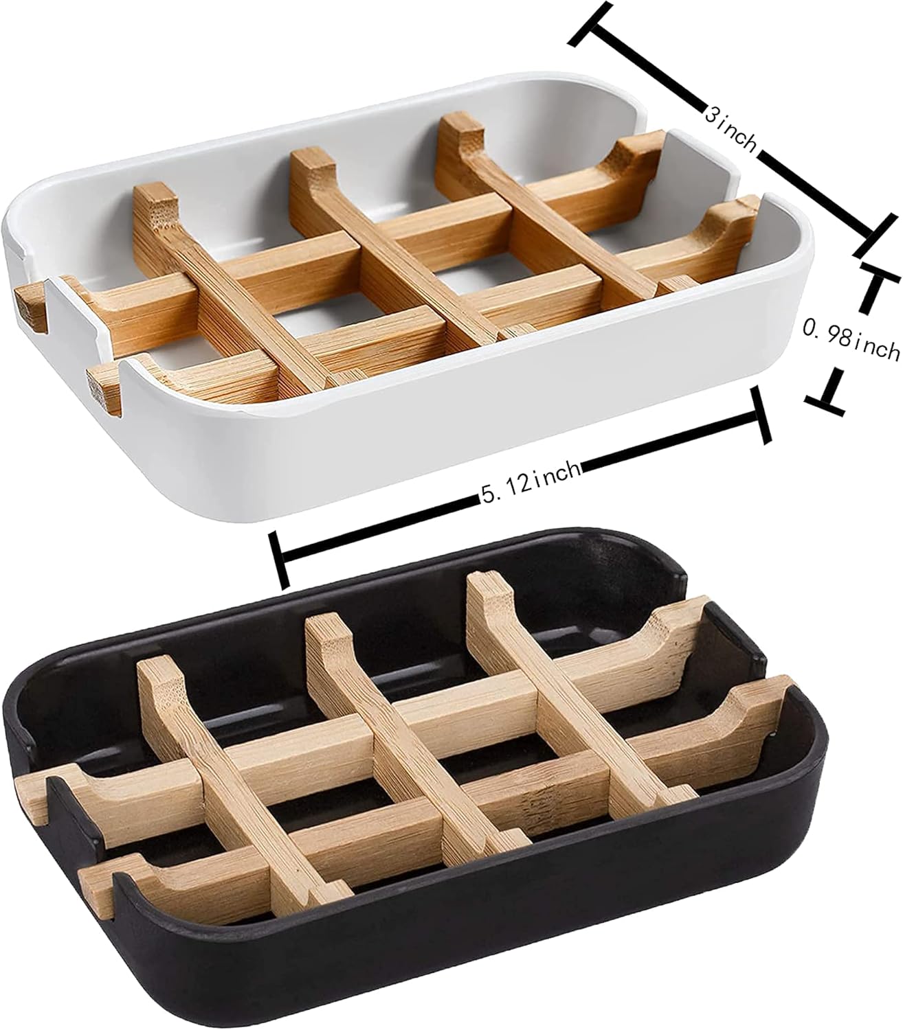 Aoheuo Modern Bamboo Fiber soap Holder and soap Dish Combination (Removable), White, 5.12 Long by 3 Wide, 0.98 inches high, Used in Kitchens, bathrooms, and bar Sinks : Home & Kitchen