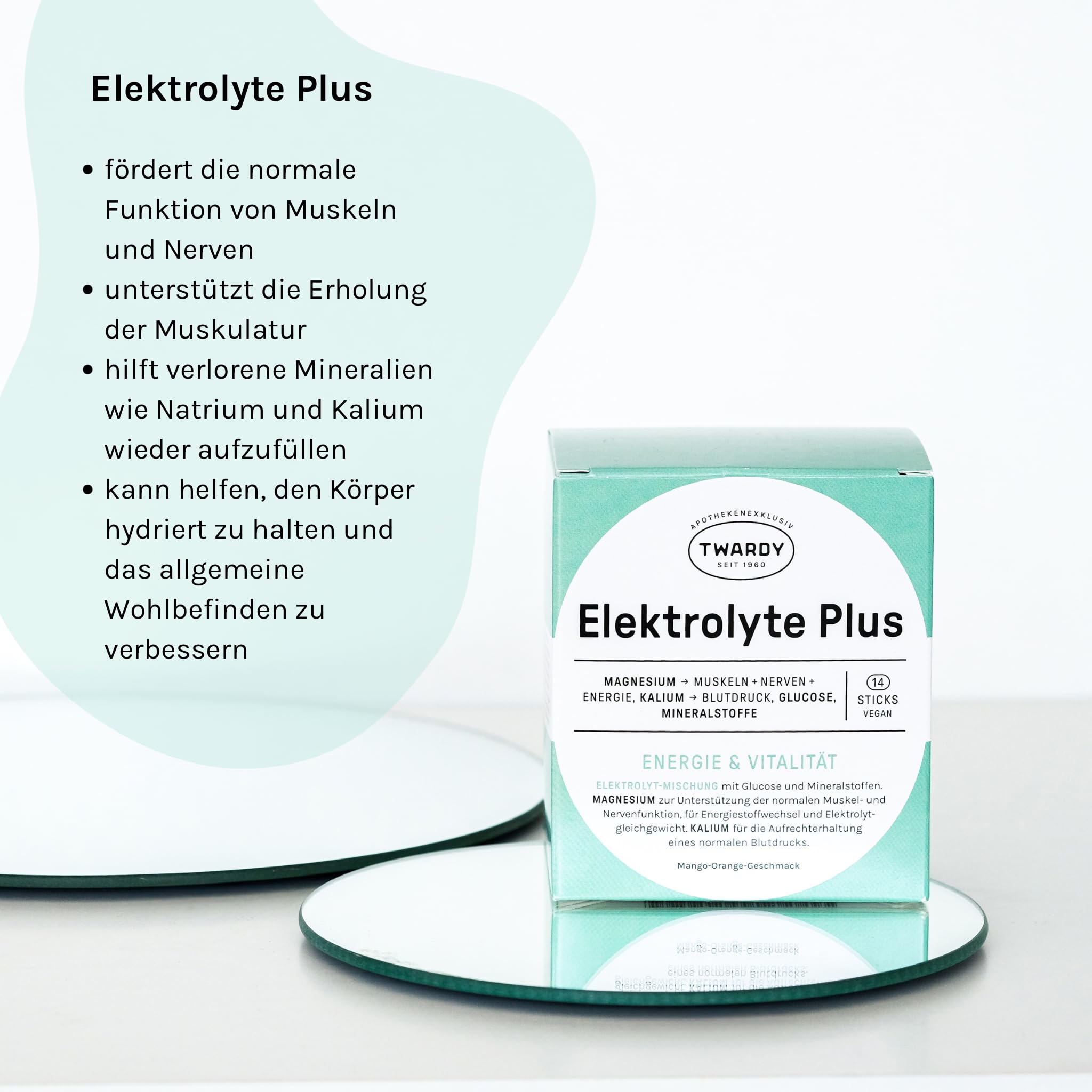 Astrid Twardy Elektrolyte Plus Mango-Orange – Elektrolytpulver für Muskeln, Nerven, beim Sport, auf Reisen & körperlicher Belastung – vegan, glutenfrei, laktosefrei – 3x14 Sticks