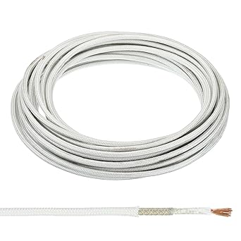 PATIKIL 26.3 Feet 15AWG Electronic Wire, Insulated High Temperature Resistant Electrical Flexible Mica Cable for Lamp Boiler Heater, White