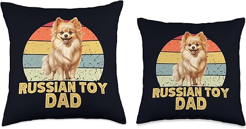 Miniatura 3 de Russian Toy Dog Lover Heartbeat EKG Gifts & Tees Rusia Toy Dad Retro Sunset Funny para los amantes de los perros, almohada de 18 x 18 pulgadas,