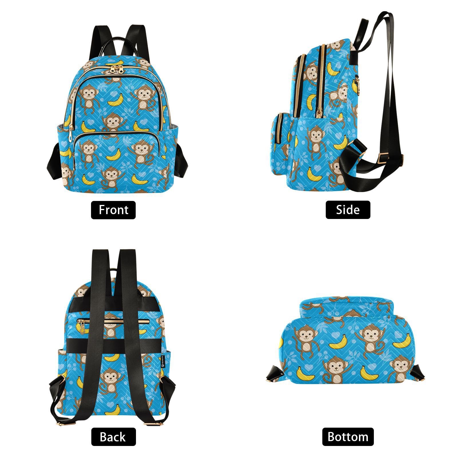 Sletend Mini Backpack Monkey Banana Fashion Backpack Purse for Women,Handbag Shoulder Bag Casual Daypack, Ladies Gift for College Work?S?